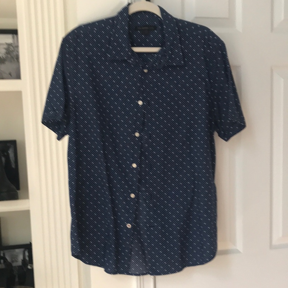 John Varvatos Navy Blue Patterned Shirt